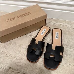 Steve Madden Black Slide Sandals with Cutout Strap